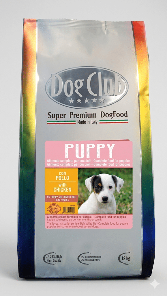 DOG CLUB PUPPY - מזון לגורים מכל הגזעים בטעם עוף ואורז 12 ק"ג חלבון 32%