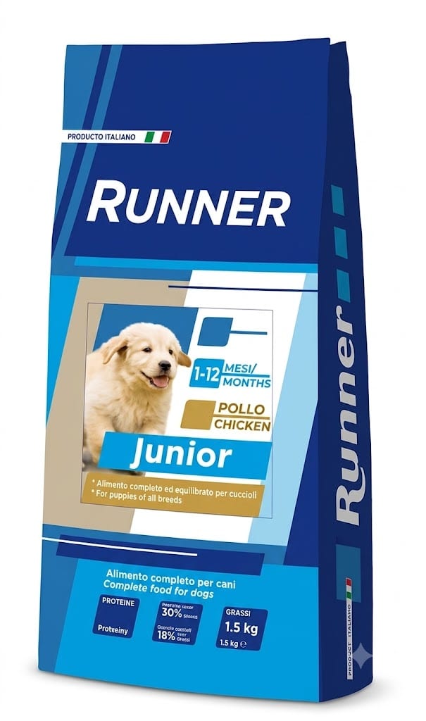 מזון יבש לגורים וכלבים צעירים 10kg Runner Junior